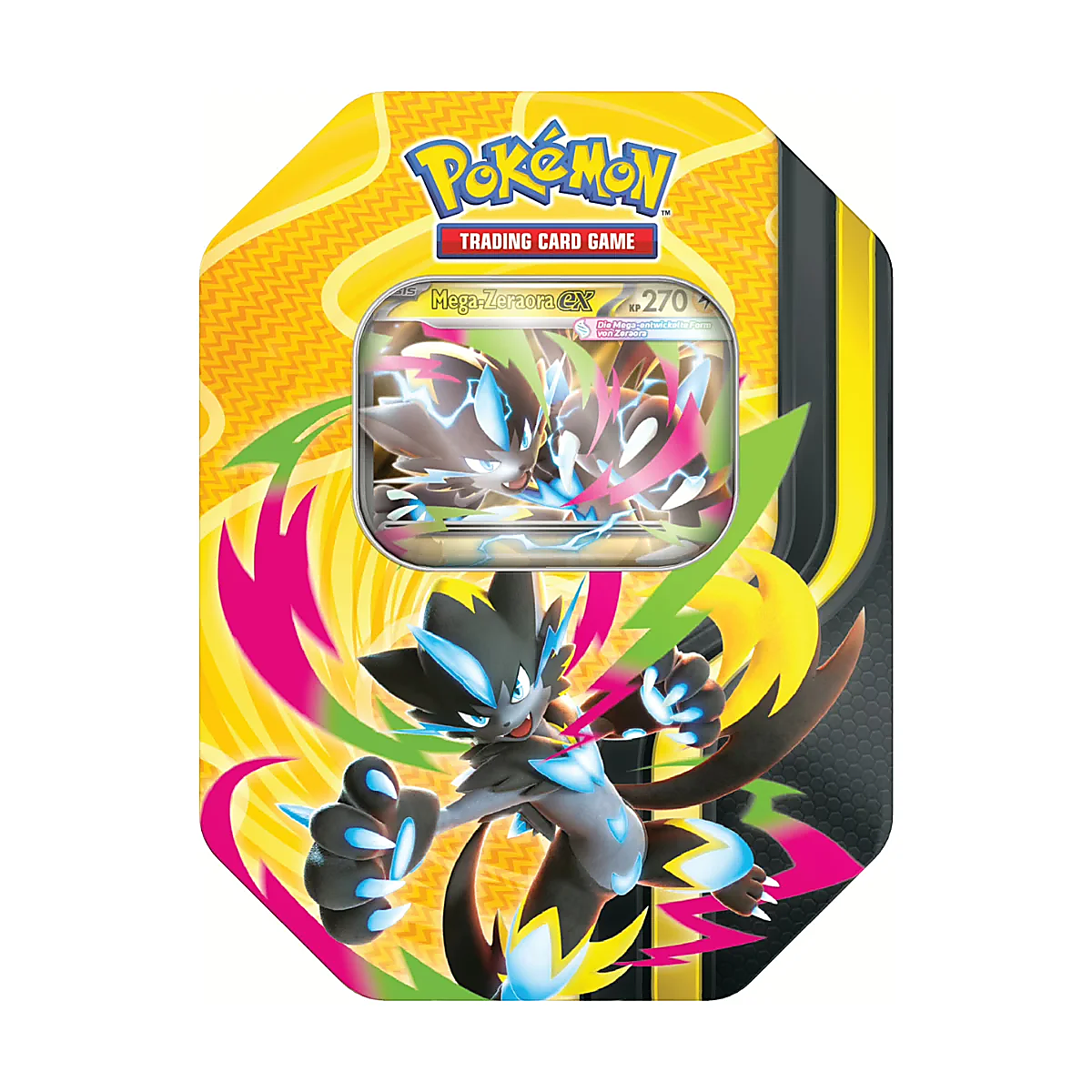 Pokémon Mega Forces Tin Mega-Zeraora-ex – DE, geschärftes Originalbild